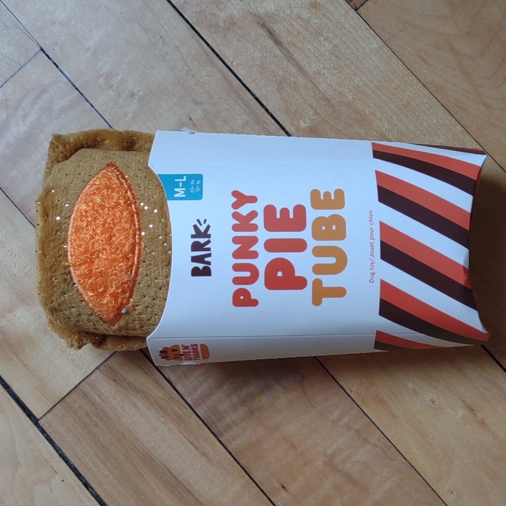 NWT Bark Thanksgiving Punky Pie Dog Toy for medium to large dogs